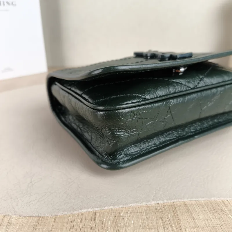 SAINT LAURENT Crossbody Bag Niki Chain Bagwoc Green Calfskin Mini 19 × 5 × 16 cm — detail view 12 of 12