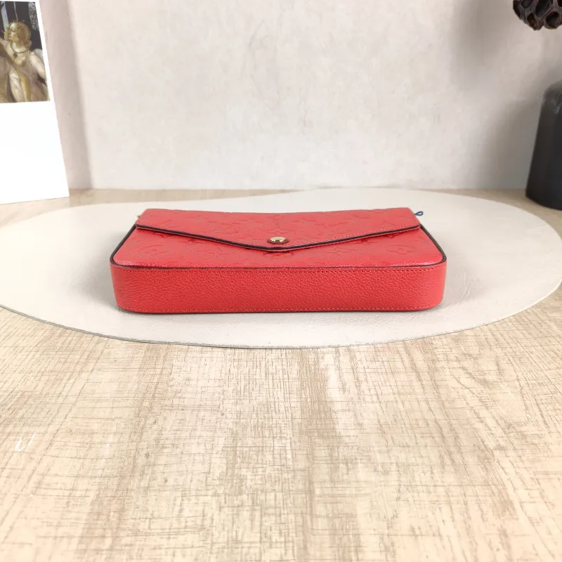 Louis Vuitton Crossbody Bag Pochette Félicie Red Calfskin Small 21 × 3 × 12 cm — cover view 2 of 5