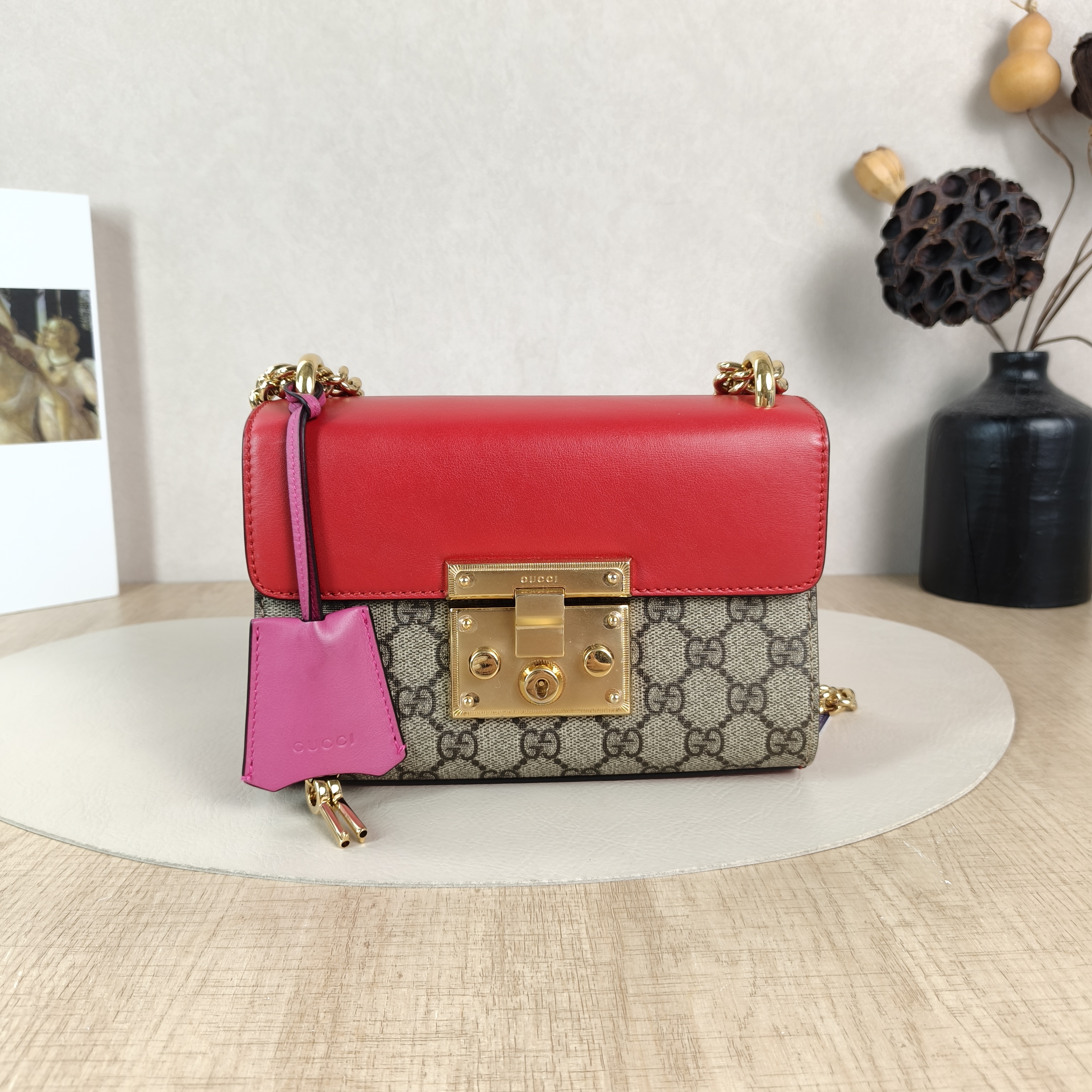 GUCCI Crossbody Bag Padlock Colorblock PVC · Calfskin Small20.5 × 7.5 × 13 cm