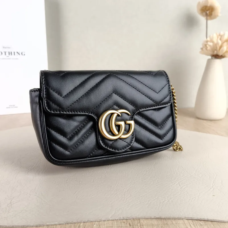 GUCCI Crossbody Bag GG Marmont Mini Marmont Mini Black Calfskin Mini 16.5 × 4.5 × 9.5 cm — cover view 4 of 5
