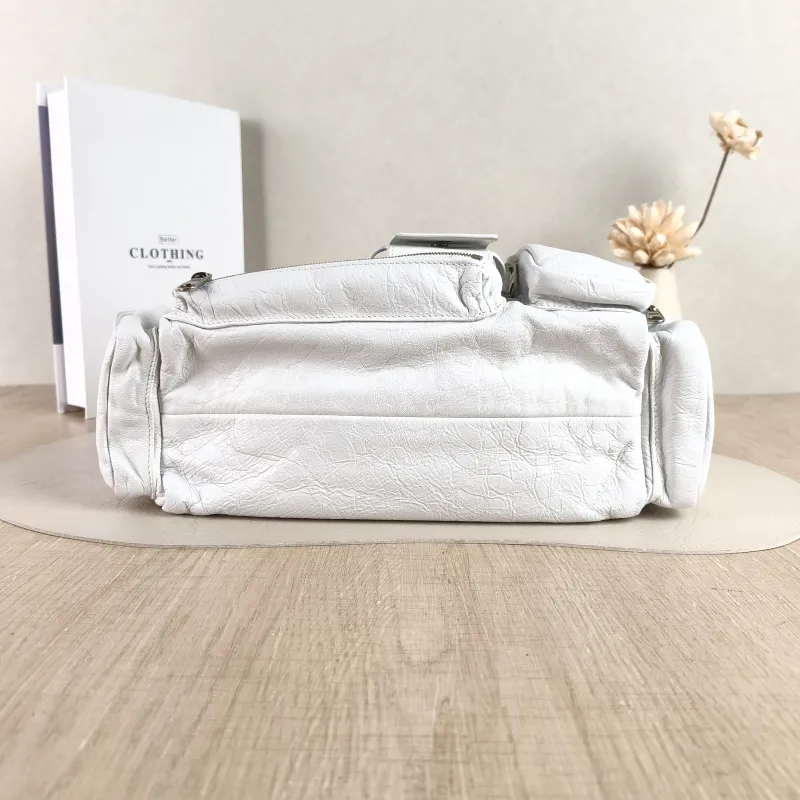 BALENCIAGA Shoulder Bag Superbusy Shoulder Bag White Waxed Leather Mini 33 × 11 × 12 cm — cover view 5 of 5