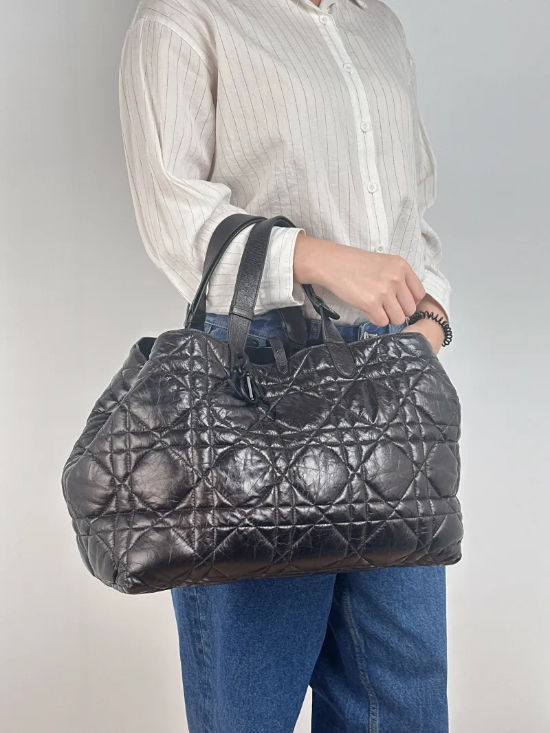 DIOR Top Handle Bag TOUJOURS Black Calfskin Large 37 × 21 × 27 cm — on-model view 2 of 2