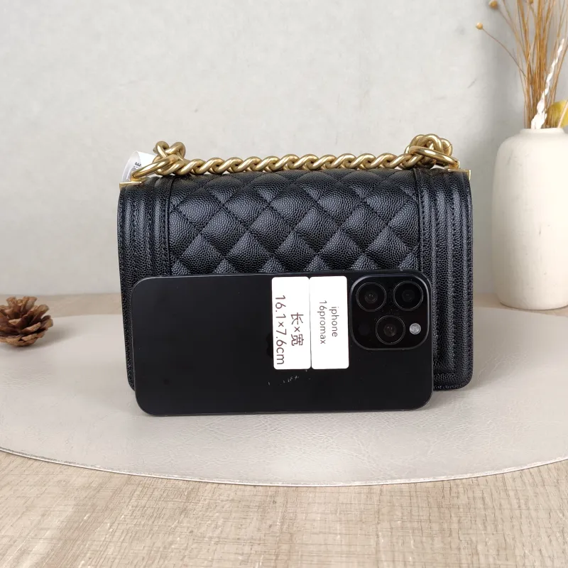 Chanel Crossbody Bag Le Boy Black Grained Calfskin Small 20.5 × 8.5 × 12 cm — cover view 3 of 5
