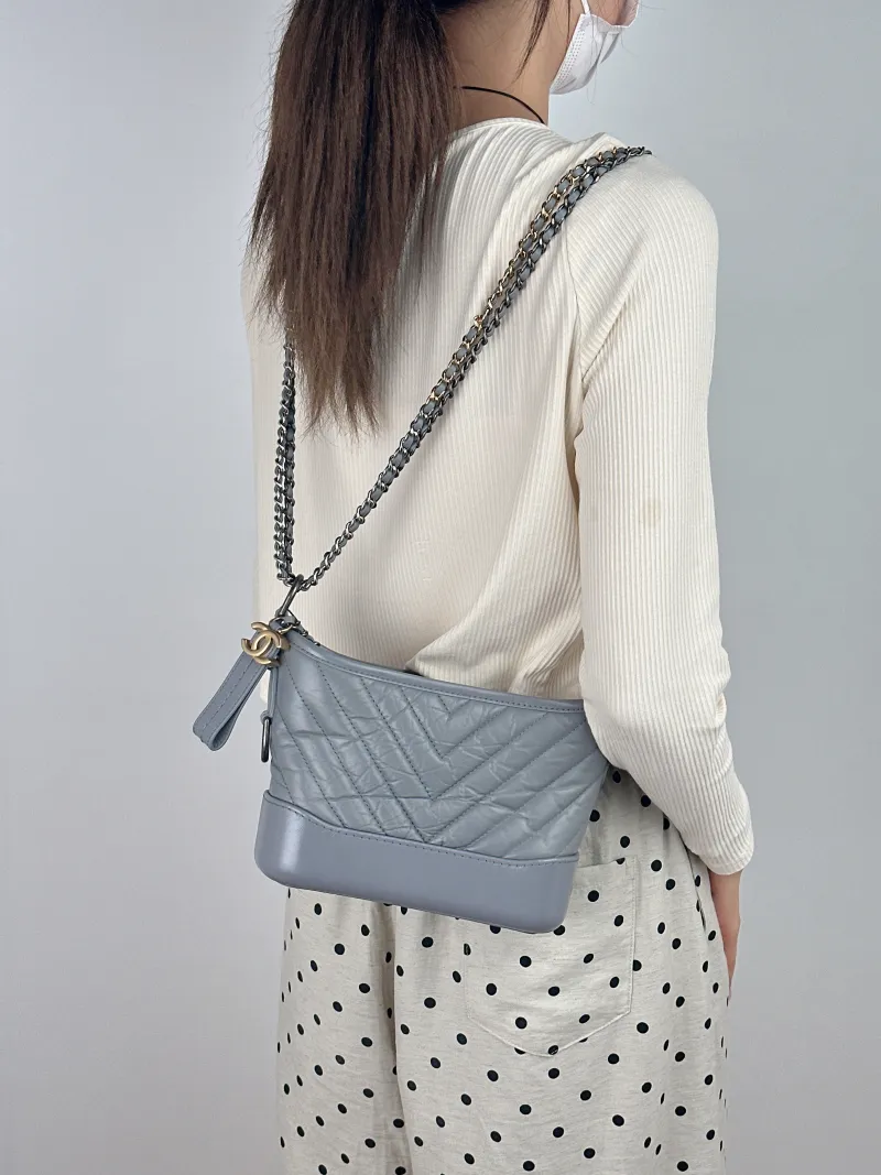 Chanel Crossbody Bag v Gabrielle Gabrielle Bag Grey Calfskin Small 20 × 8 × 15 cm 28 — on-model view 2 of 2