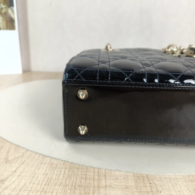 DIOR Top Handle Bag Lady Lady Dior Bag Black Leather Patent Leather Patent Small20 × 8 × 18 cm — detail view 1 of 13