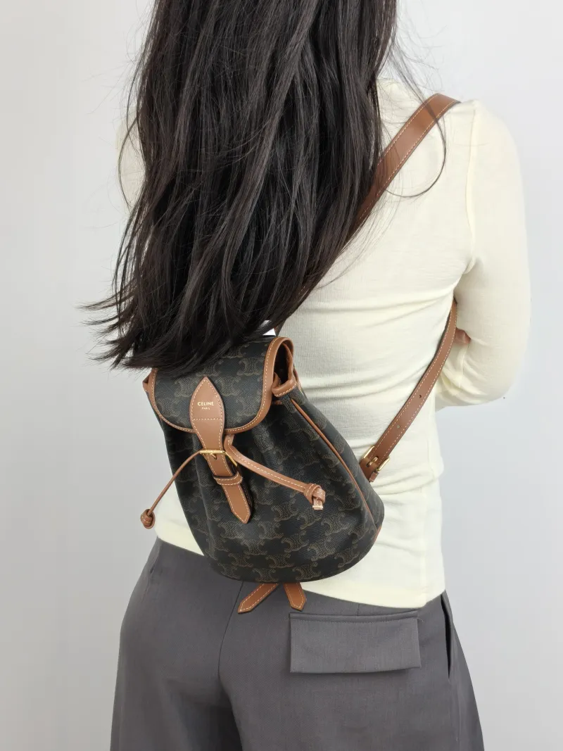 CELINE Backpack FOLCO Backpack Monogram PVC Mini 17 × 10 × 20 cm — on-model view 2 of 2