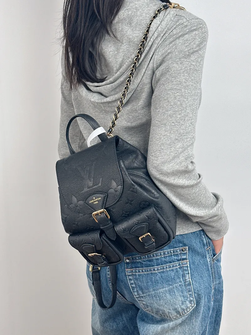 Louis Vuitton Backpack Backup Backpack Black Calfskin One Size 20 × 14 × 22 cm — on-model view 3 of 3