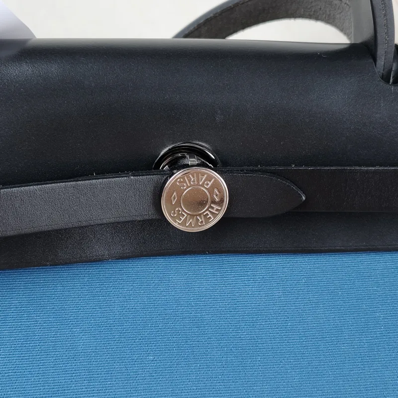 Hermès Crossbody Bag Herbag 31 Blue Black Canvas Medium 30.5 × 11 × 25.5 cm C — detail view 11 of 16