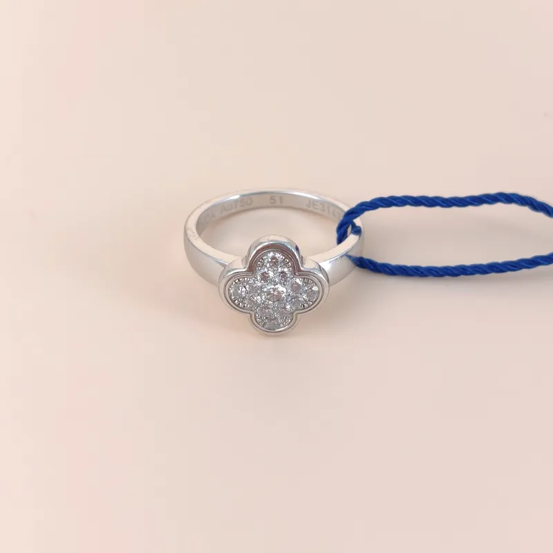 Van Cleef & Arpels Ring Pure Alhambra Pavé Diamond Ring White Gold 18KW hite Gold Diamond One Size51