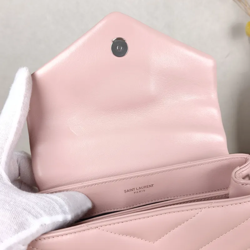 SAINT LAURENT Shoulder Bag LOULOU Pink Calfskin Mini 20 × 7.5 × 14 cm — detail view 2 of 11