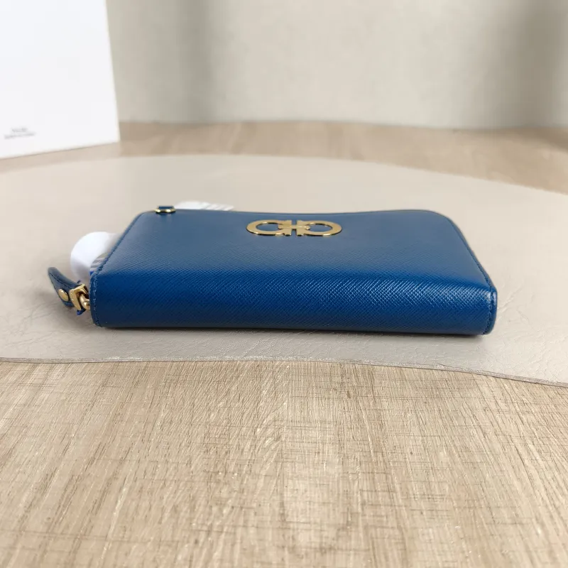 FERRAGAMO Wallet Wallet Blue Calfskin One Size15 × 2 × 9 cm — cover view 4 of 4