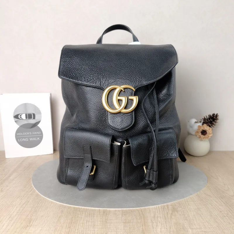 GUCCI Backpack Backpack Black Calfskin One Size33 × 13 × 38 cm
