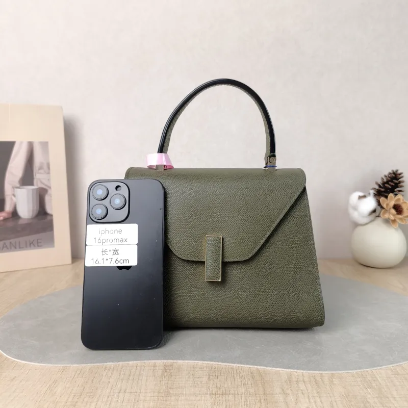 Valextra Crossbody Bag lside Top Handle Crossbody Bag Green Calfskin Small 22 × 12 × 16 cm — cover view 4 of 6