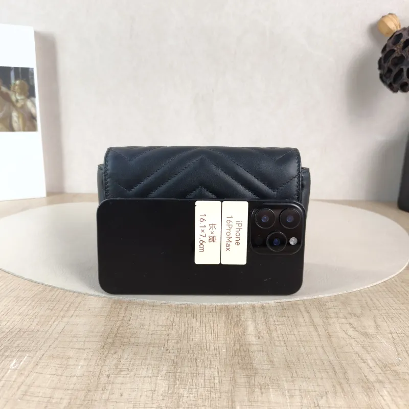 GUCCI Crossbody Bag GG Marmont Mini Marmont Mini Black Calfskin Mini 16.5 × 4.5 × 9.5 cm — cover view 5 of 5