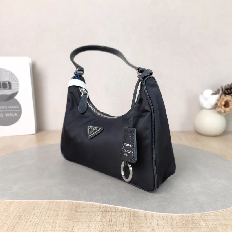 PRADA Shoulder Bag Re-Edition 2005 Hobo Black Nylon Mini 22 × 6.5 × 18 cm — cover view 2 of 5