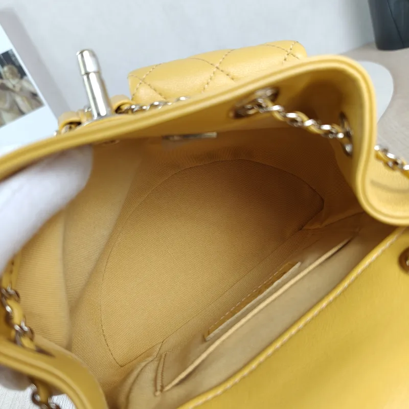 Chanel Backpack Duma Yellow Calfskin Small16.5 × 10 × 17.5 cm — detail view 10 of 12