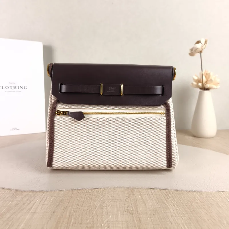 Hermès Crossbody Bag Herbag Zip 20 Beige Canvas Mini 20.5 × 7 × 16.5 cm k — cover view 2 of 6