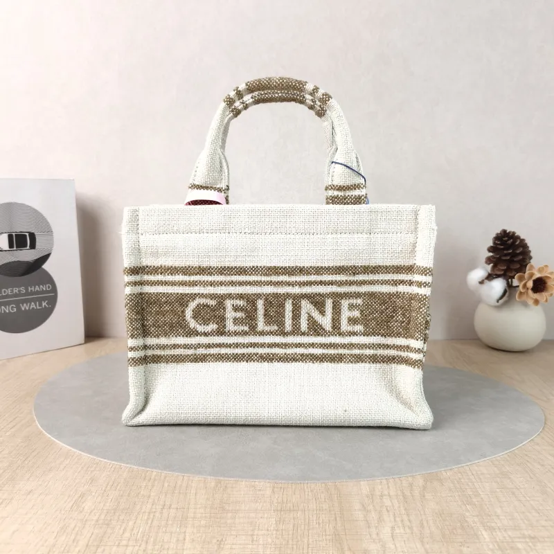 CELINE Shoulder Bag CABAS THAIS Shopping Tote Beige Canvas Small25.5 × 12 × 18.5 cm
