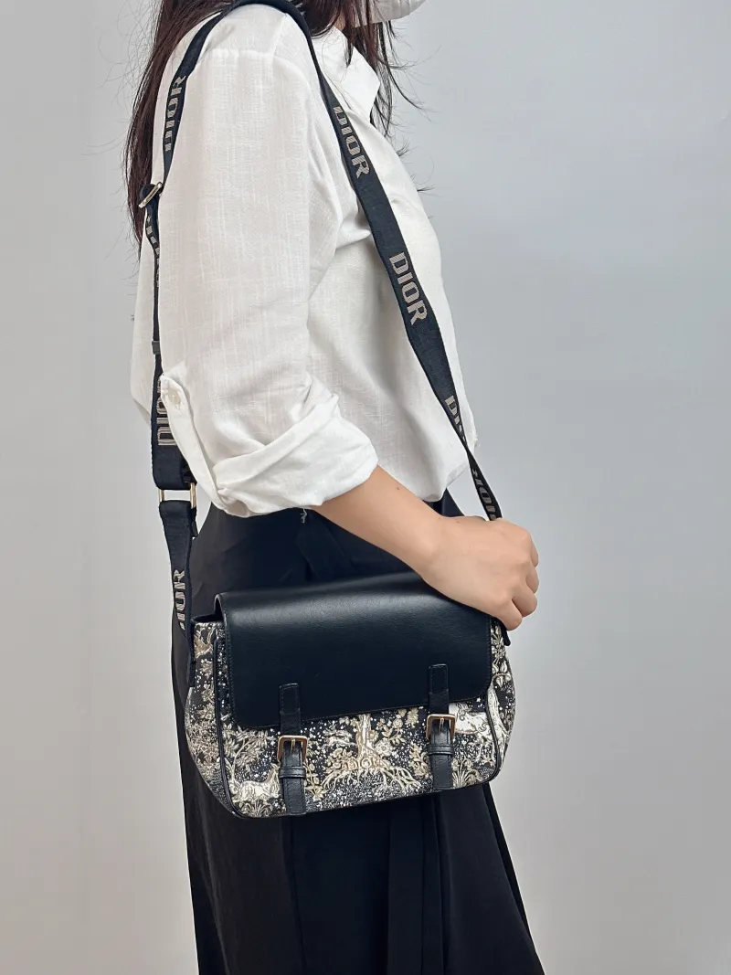 DIOR Crossbody Bag Magica Messenger Messenger Bag Black Canvas · Calfskin Small 21 × 8 × 17 cm — on-model view 2 of 2