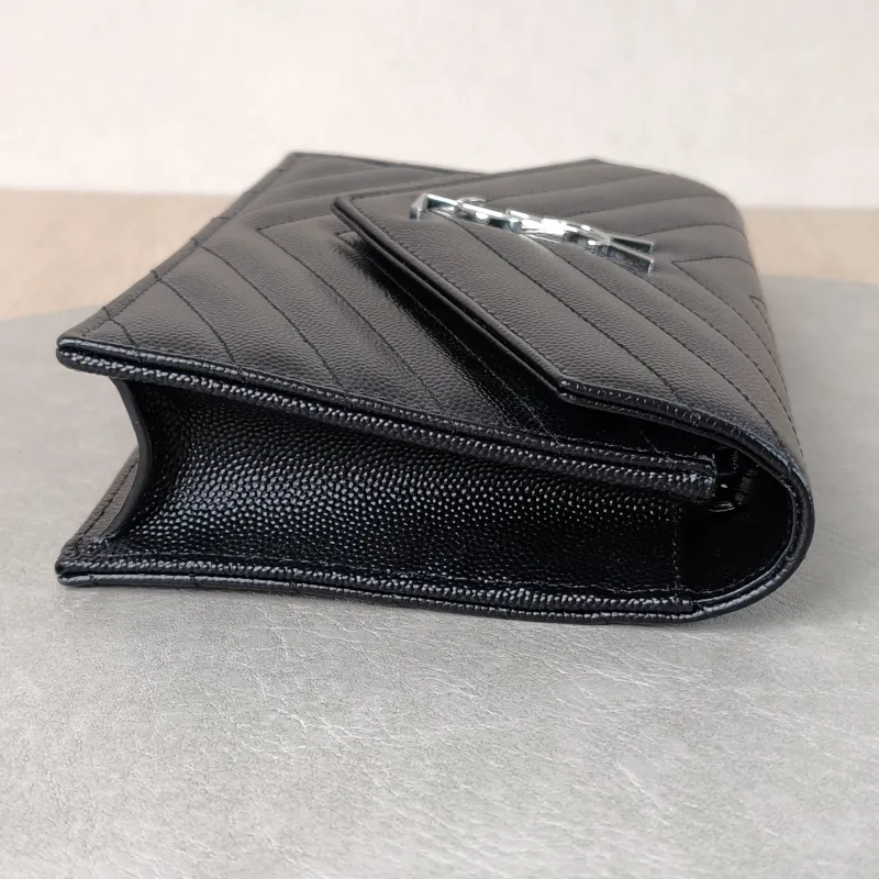 SAINT LAURENT Crossbody Bag CASSANDRE ENVELOPE Black Calfskin One Size 19 × 3.5 × 12.5 cm — detail view 10 of 11