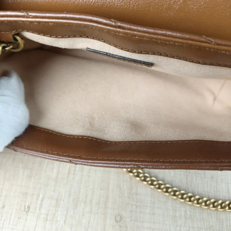 GUCCI Crossbody Bag GG Marmont Mini Marmont Mini Caramel Calfskin Mini 16.5 × 4.5 × 9.5 cm — detail view 12 of 12