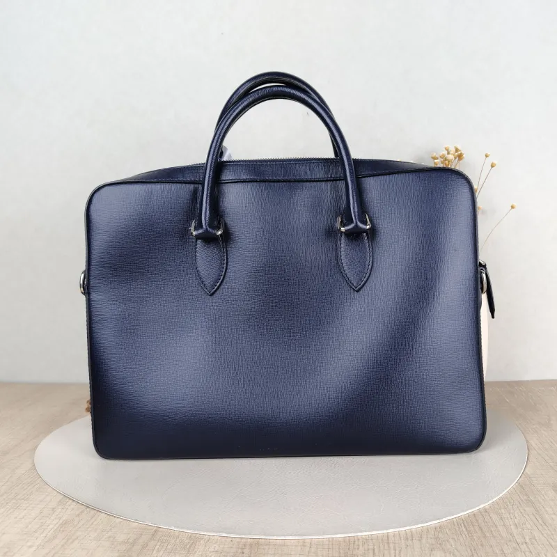 BURBERRY Top Handle Bag Shoulder Bag Blue Calfskin One Size 37 × 7 × 27 cm — cover view 2 of 5