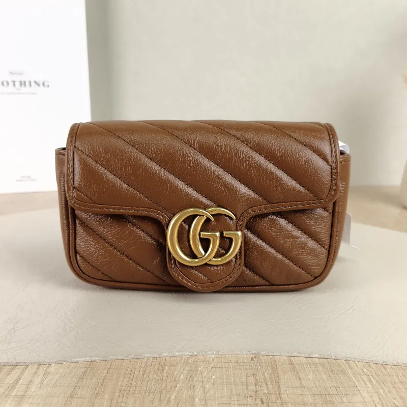 GUCCI Crossbody Bag GG Marmont Mini Marmont Mini Caramel Calfskin Mini 16.5 × 4.5 × 9.5 cm