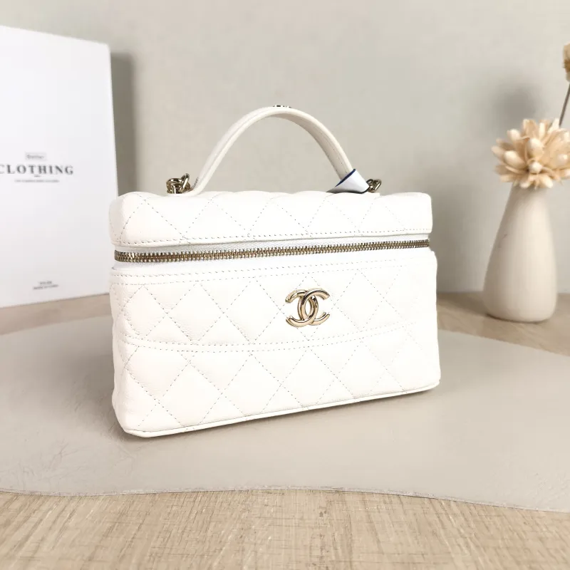 Chanel Crossbody Bag lp Box Bag Top Handle Crossbody Bag White Grained Calfskin 19 × 5 × 12 cm — cover view 6 of 6