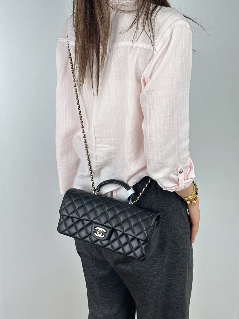 Chanel Crossbody Bag CF Crossbody Bag Black Lambskin Medium25.5 × 6 × 12.5 cm — on-model view 2 of 2