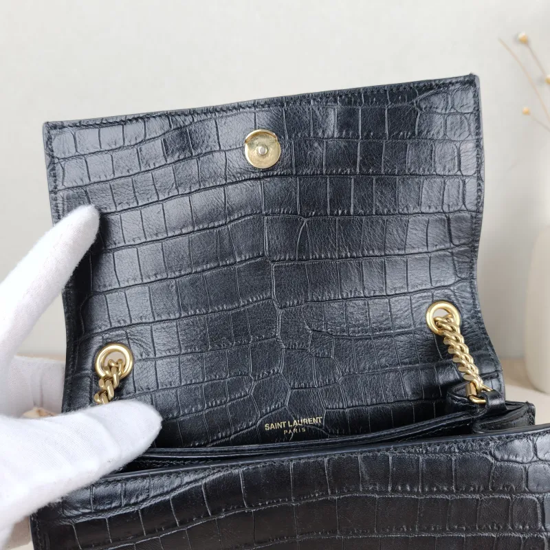 SAINT LAURENT Crossbody Bag SUNSET Black with Gold-Tone Hardware Calfskin Small19.5 × 8 × 14 cm — detail view 11 of 13