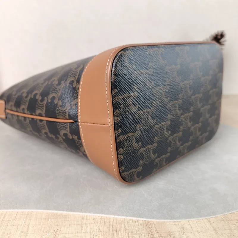 CELINE Crossbody Bag Triomphe Bucket Bag Monogram PVC Small 22 × 13 × 26 cm — detail view 8 of 10