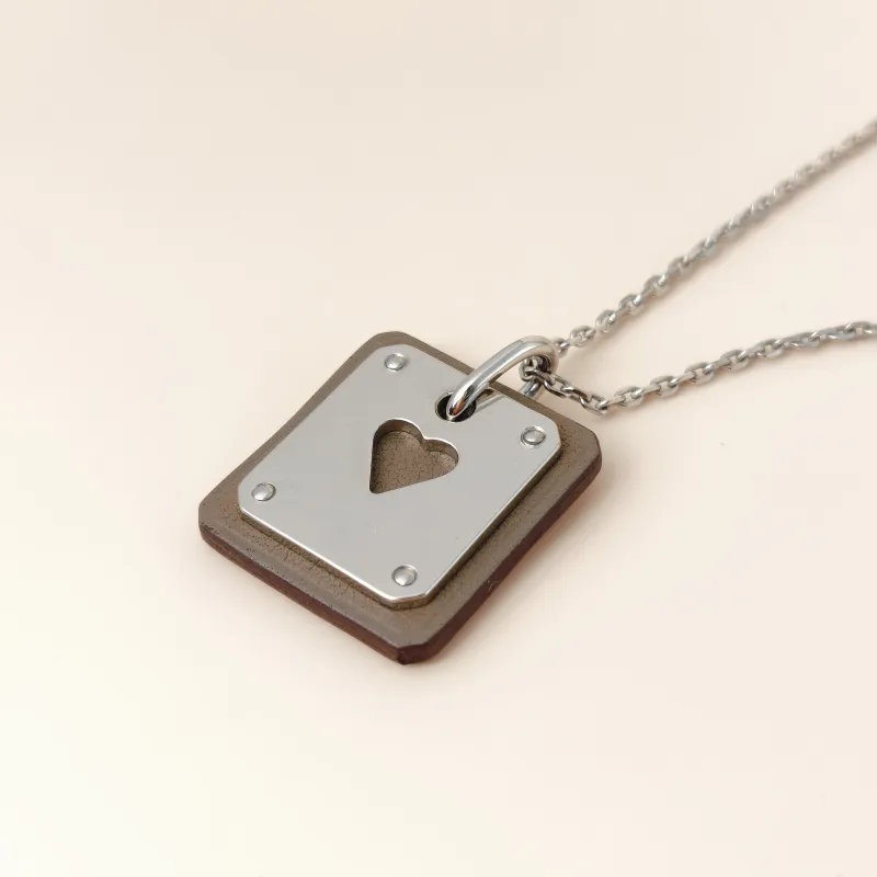 Hermès Necklace As de Coeur Necklace Silver Calfskin Small 49cm — cover view 6 of 11