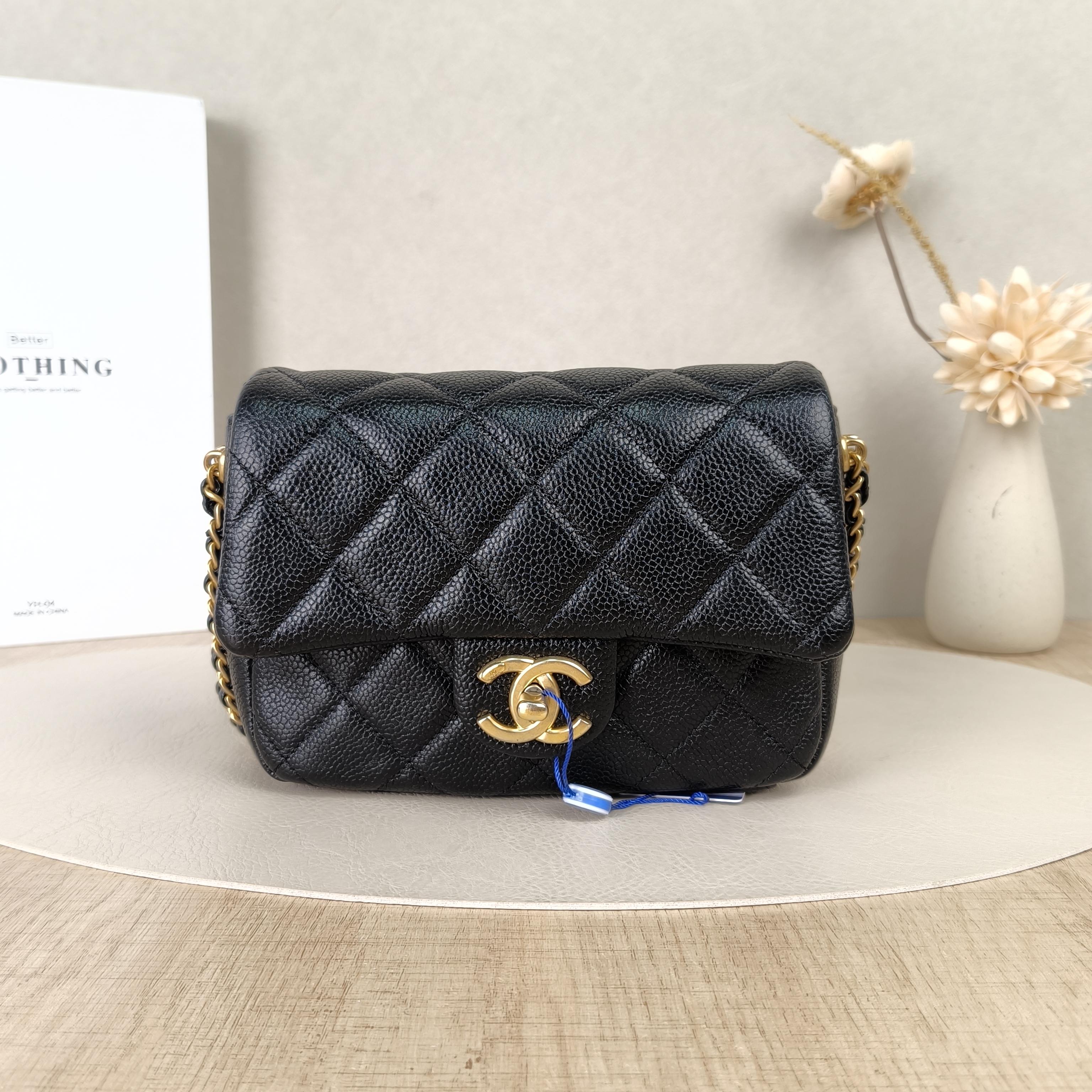 Chanel Crossbody Bag Classic Flap Mini CF Mini Grained Calfskinmini17 × 8 × 13.5 cm
