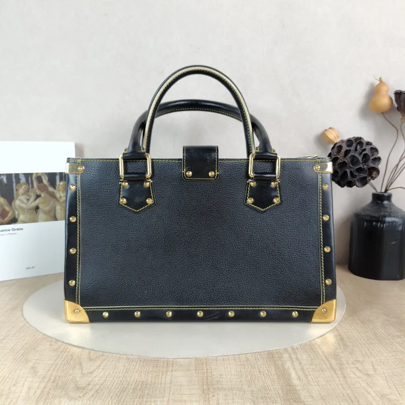 Louis Vuitton Top Handle Bag Suhali Vintage Black Calfskin One Size 36 × 12 × 22 cm — cover view 4 of 5