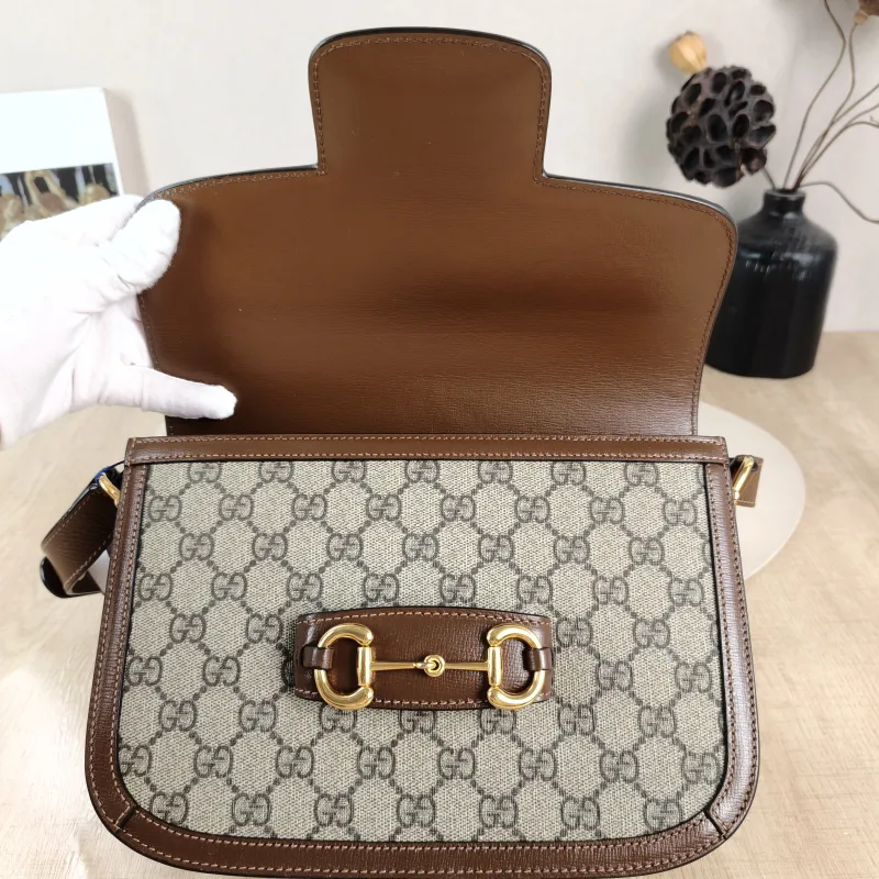 GUCCI Shoulder Bag Horsebit 1955 Horsebit Medium Monogram PVC Medium 25 × 8 × 18 cm — detail view 11 of 11