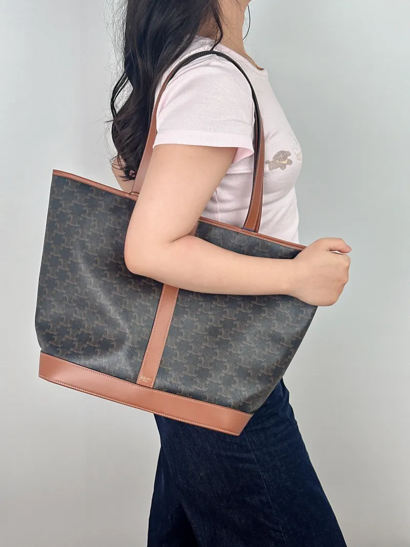 CELINE Shoulder Bag Cabas Tote Bag Monogram PVC Medium 31.5 × 16 × 31.5 cm — on-model view 2 of 2
