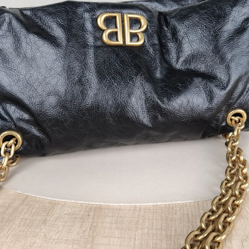 BALENCIAGA Shoulder Bag MONACO Chain Bag Black Calfskin Medium 34 × 15 × 24 cm — detail view 9 of 11