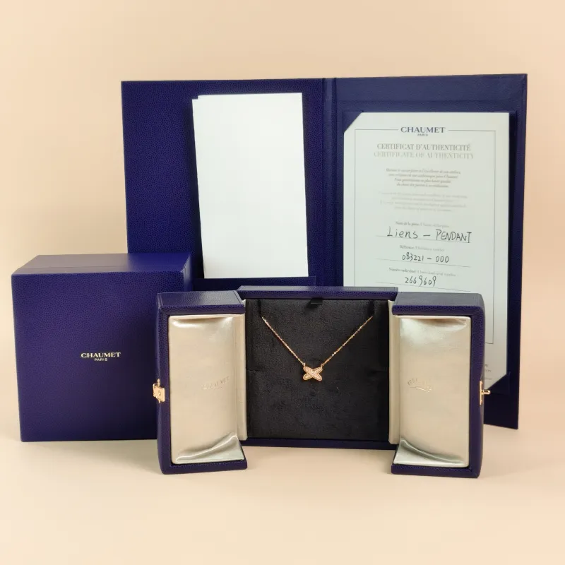 CHAUMET Necklace Jeux de Liens · Collection · Pavé Diamond Necklace Rose Gold Diamond18KR ose Gold One Size41cm — cover view 5 of 9