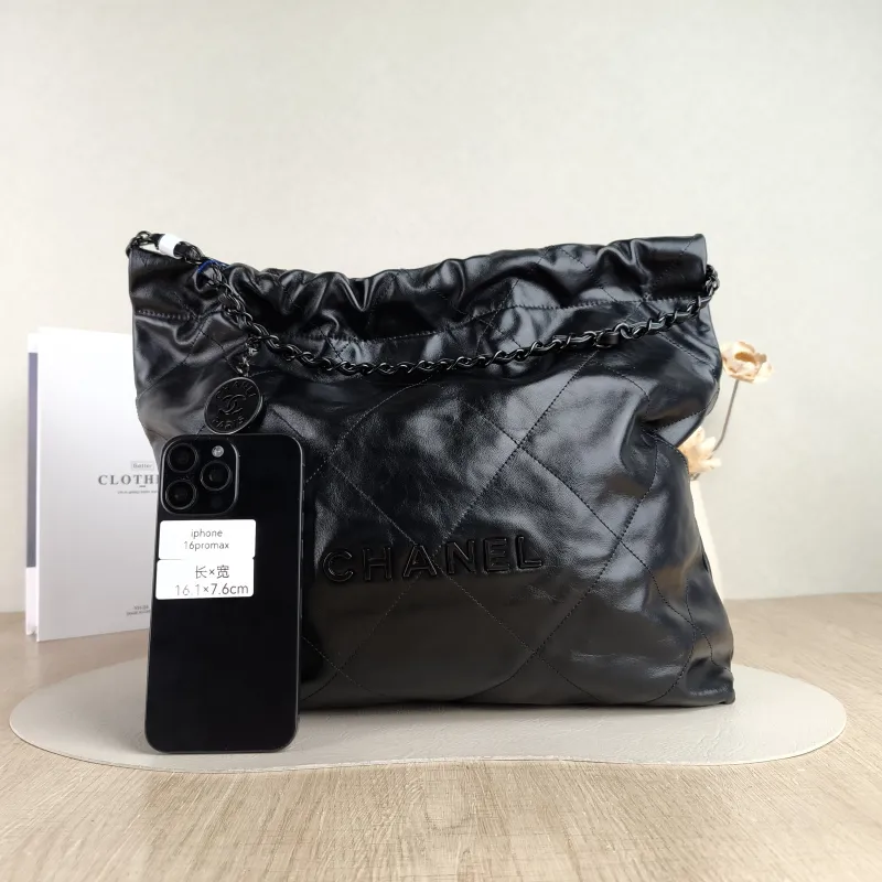 Chanel Shoulder Bag 22Bag Black CC alfskin Medium 39 × 8 × 42 cm — cover view 3 of 5