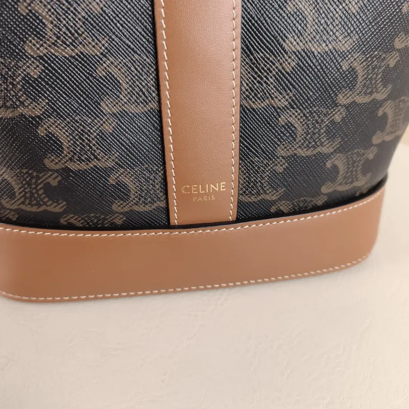 CELINE Crossbody Bag Triomphe Bucket Bag Monogram PVC Small 22 × 13 × 26 cm — detail view 3 of 9