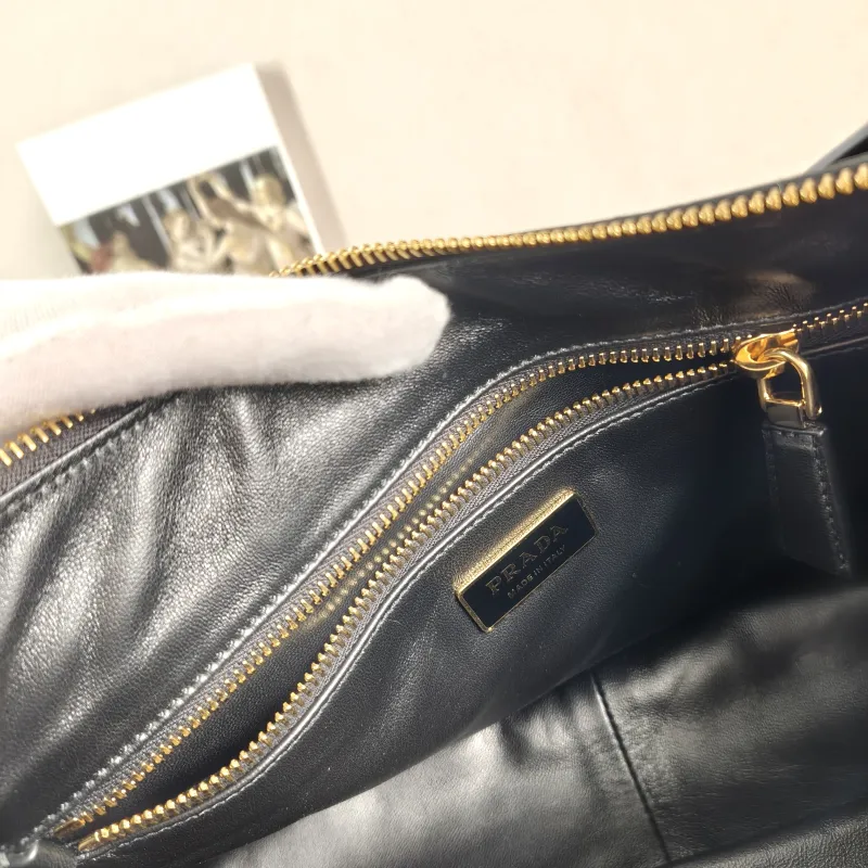 PRADA Shoulder Bag Aimée Black Calfskin One Size 38 × 11 × 22 cm — detail view 3 of 11