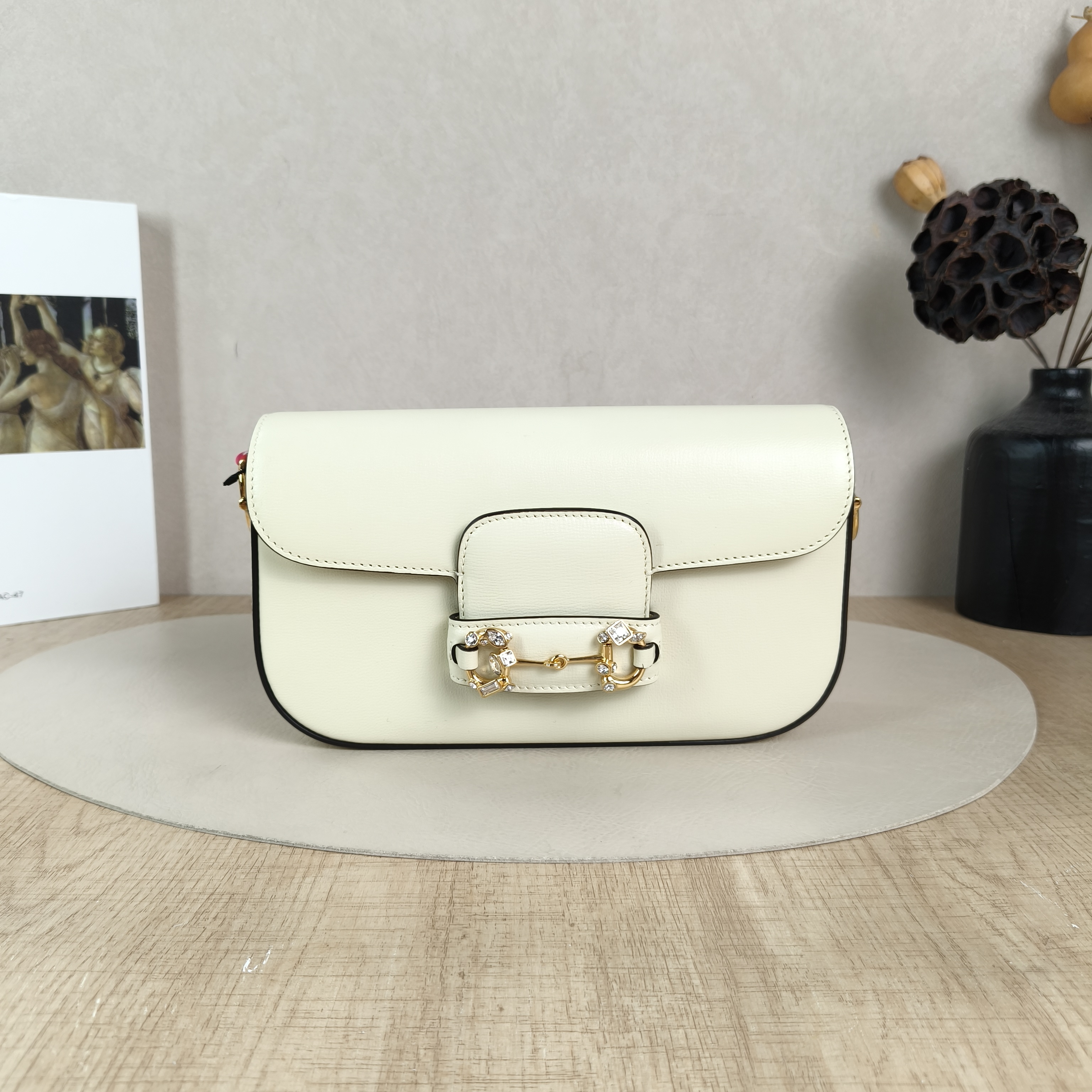 GUCCI Crossbody Bag Horsebit 1955 Horsebit Small Yellow Calfskin Small24 × 5.5 × 13 cm