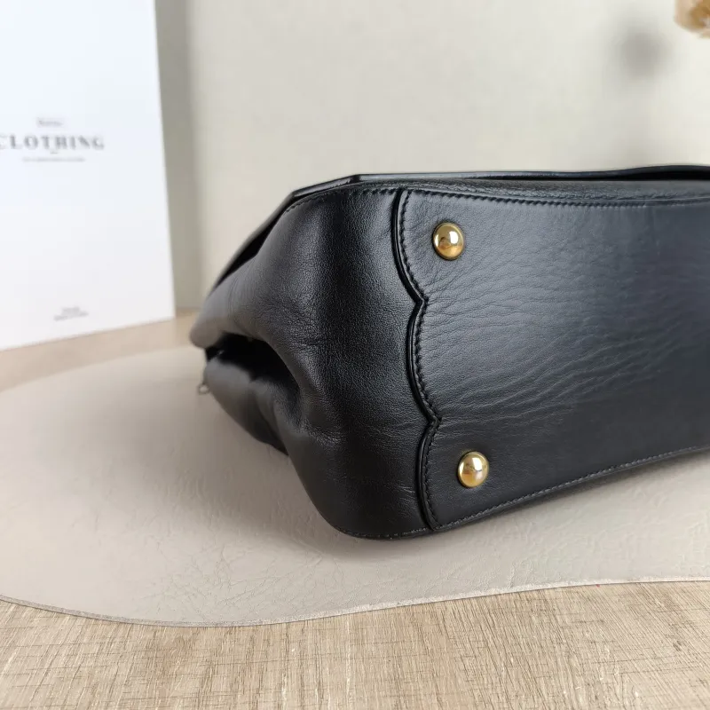 FERRAGAMO Shoulder Bag Black Calfskin 24.5 × 11.5 × 18 cm — detail view 7 of 13