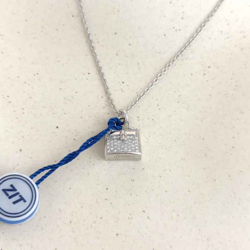 Hermès Necklace Amulettes Kelly Pavé Diamond Necklace White Gold18KW hite Gold Diamond One Size40cm — cover view 5 of 8