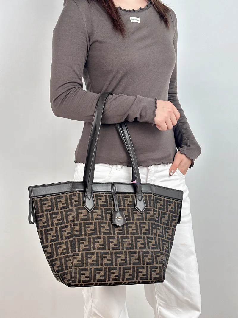 FENDI Crossbody Bag origami Monogram Calfskin Medium 27 × 16.5 × 27 cm — on-model view 1 of 2