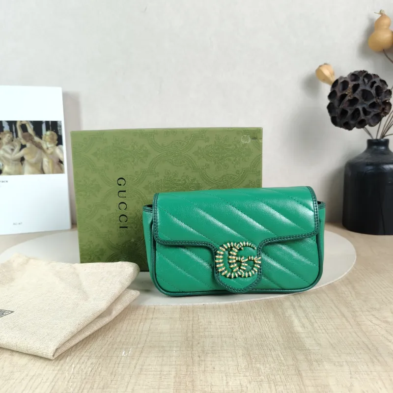 GUCCI Crossbody Bag GG Marmont Mini Marmont Mini Green Calfskinmini16.5 × 4.5 × 9.5 cm — cover view 5 of 6