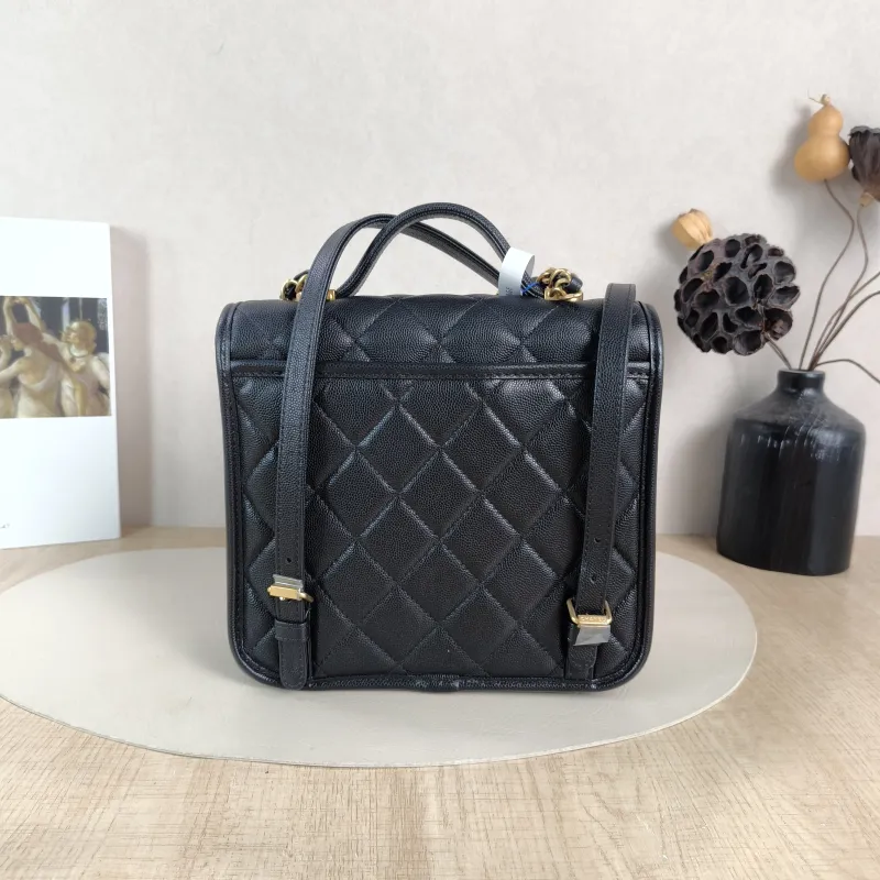 Chanel Backpack Backpack Black Grained Calfskin One Size 22 × 7 × 19.5 cm — cover view 2 of 6
