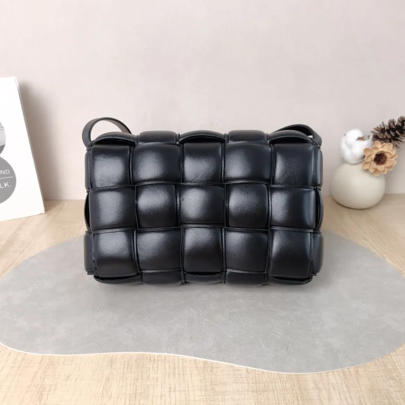 Bottega Veneta Crossbody Bag Padded Cassette Woven Black Lambskin Medium 26 × 8 × 18 cm — cover view 4 of 5