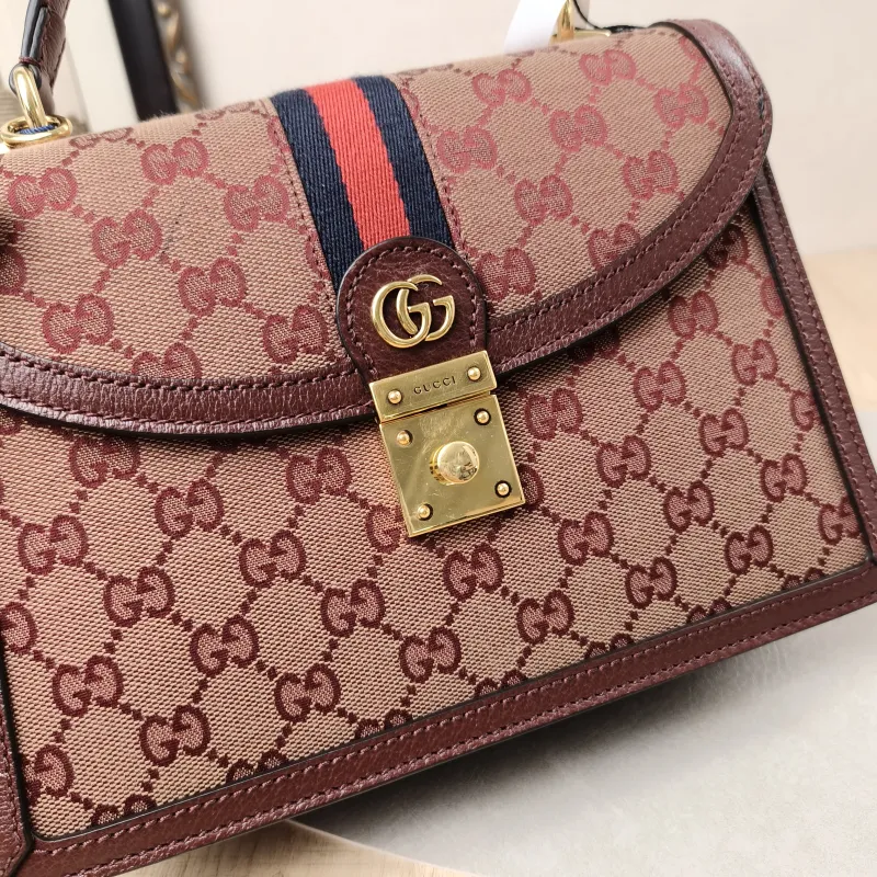 GUCCI Crossbody Bag Ophidia GG Messenger Bag Burgundy Canvas Medium25 × 7 × 17.5 cm — detail view 18 of 18