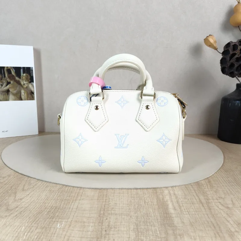 Louis Vuitton Crossbody Bag Speedy20 White · Blue Monogram Empreinte Embossed Calfskin Small 20.5 × 12 × 13.5 cm — cover view 3 of 6